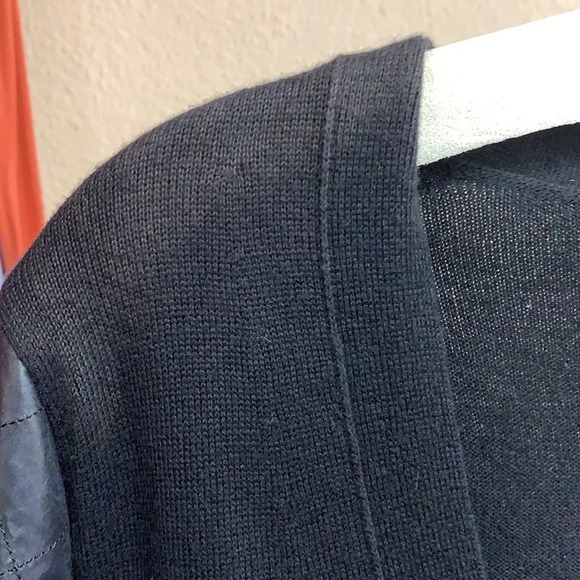 Sacai Black Button Down Cardigan with Quilted Nylon Sleeves and Wrist Zippers - Picture 14 of 14